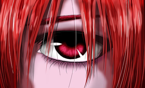 Elfen Lied, röda ögon, animeflickor, anime, ögon, Nyu, HD tapet HD wallpaper