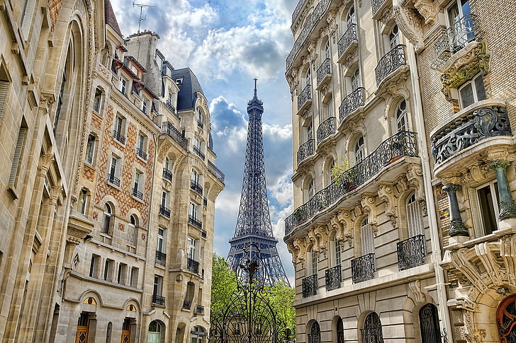 Torre Eiffel, Paris, França, França, Paris, construção, casa, portão, arquitetura, Torre Eiffel, La tour Eiffel, Ilha de França, Gros Caillou, HD papel de parede