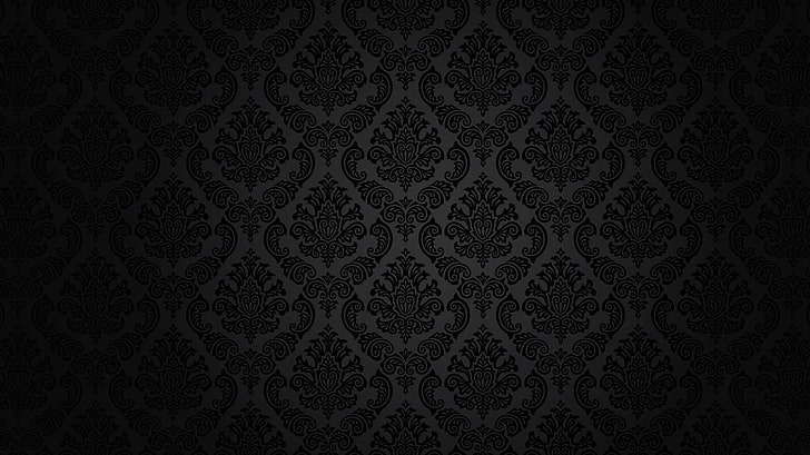 papel de parede floral cinza e preto, retrô, padrão, escuro, preto, ornamento, vintage, textura, plano de fundo, gradiente, HD papel de parede