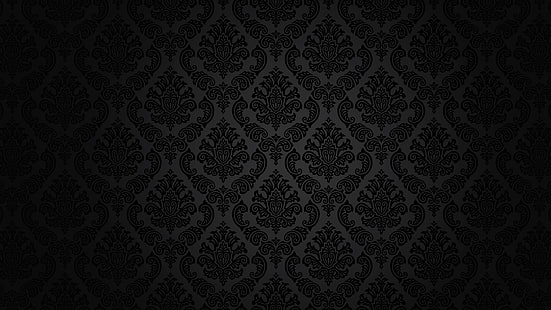 szare i czarne tapety kwiatowe, retro, wzór, wektor, ciemny, czarny, ornament, vintage, tekstura, tło, gradient, Tapety HD HD wallpaper