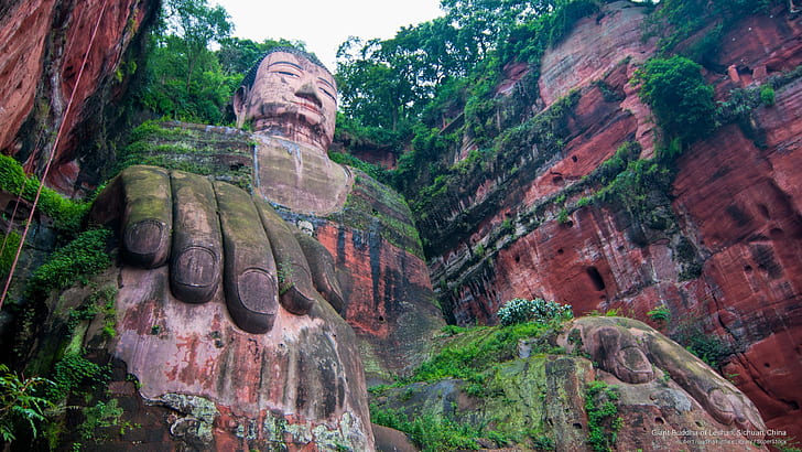 Gigantyczny Budda z Leshan, Syczuan, Chiny, zabytki, Tapety HD