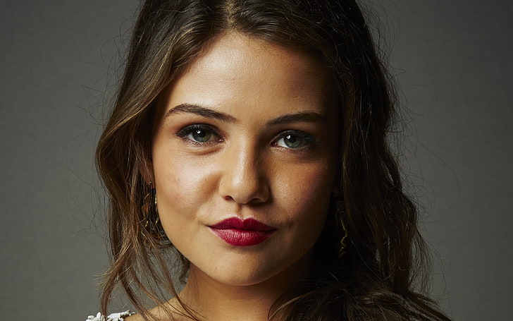 woman's face, danielle campbell, girl, face, smile, make-up, HD wallpaper