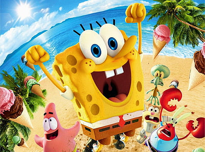 ภาพยนตร์ Spongebob 2015, วอลล์เปเปอร์ Spongebob, การ์ตูน, อื่น ๆ , แพทริค, Spongebob, 2015, ภาพยนตร์ SpongeBob Sponge Out of Water, วอลล์เปเปอร์ HD HD wallpaper