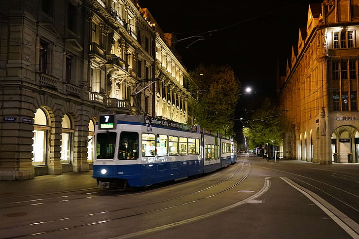 old town, tram, tram lines, zurich, HD wallpaper