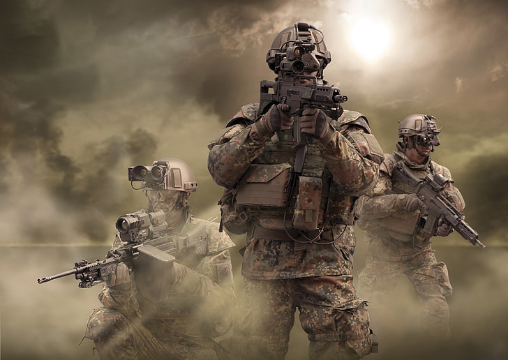 military wallpaper, army, military, soldier, Bundeswehr, G36, HD wallpaper