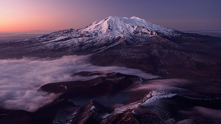 ภูเขา, ลักษณะภูมิประเทศที่เป็นภูเขา, ท้องฟ้า, ภูเขาไฟ, Ruapehu, รุ่งอรุณ, นิวซีแลนด์, ติดตั้งทิวทัศน์, ตอนเช้า, สันเขา, ยอด, Stratovolcano, Mount Ruapehu, อุทยานแห่งชาติ Tongariro, อุทยานแห่งชาติ, ที่ราบสูงเทาโป, วอลล์เปเปอร์ HD