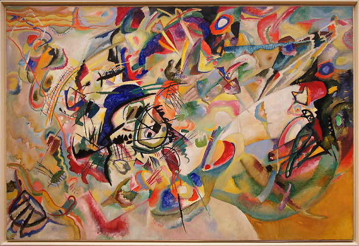 wielobarwne malarstwo abstrakcyjne, Wassily Kandinsky, malarstwo, sztuka klasyczna, abstrakcja, kolorowy, Tapety HD