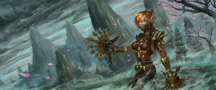 arte de fantasia, Elfo Sangrento, World of Warcraft: Brumas de Pandária, HD papel de parede