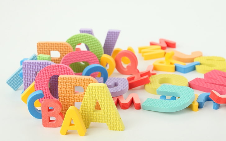 assorted-color alphabet toys, letters, many, multi-colored, development, children, HD wallpaper