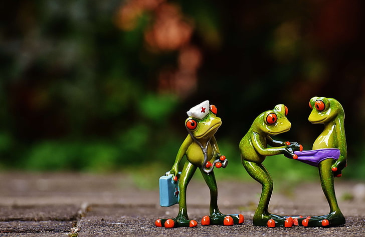 curious, cute, doctor on call, emergency, figures, frog, frogs, funny, nurse, search, sweet, HD wallpaper
