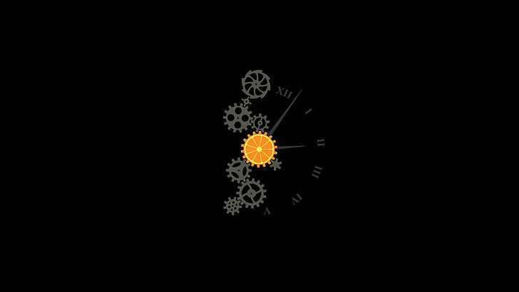 ความเรียบง่ายพื้นหลังที่เรียบง่าย Clockwork Orange เรียบง่ายเกียร์นาฬิกาเลือกสีพื้นหลังสีดำ, วอลล์เปเปอร์ HD