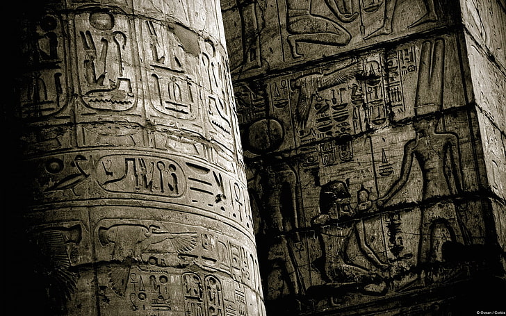 betongpelare med heirogyplics, Egypten, forntida, HD tapet