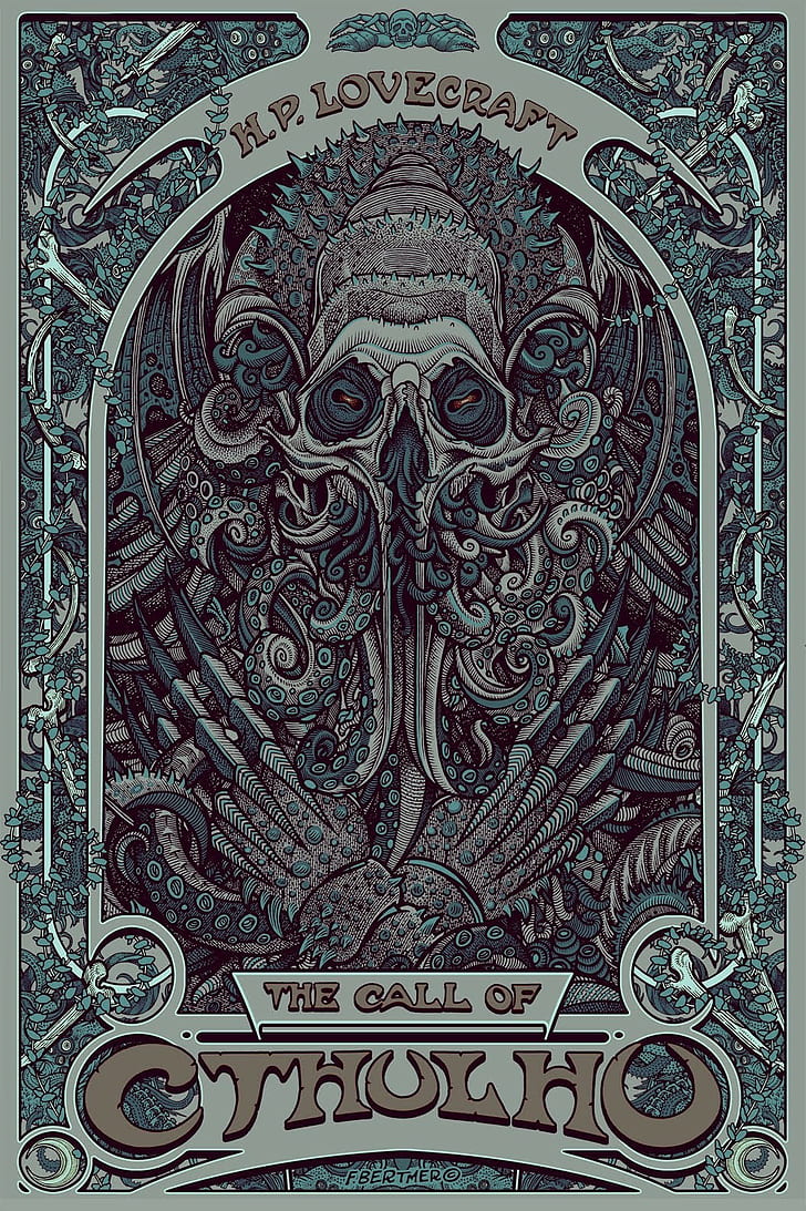 Art Nouveau, H. P. Lovecraft, Cthulhu, Wallpaper HD, wallpaper seluler