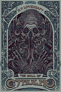 O cartão de Chamado de Thulh, pintura de Call of Thulh, H.P. Lovecraft, Cthulhu, Art Nouveau, HD papel de parede HD wallpaper