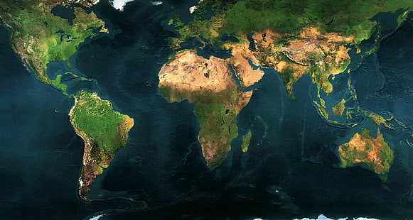 ilustrasi benua hijau dan coklat, Bumi, peta dunia, seni digital, Wallpaper HD HD wallpaper