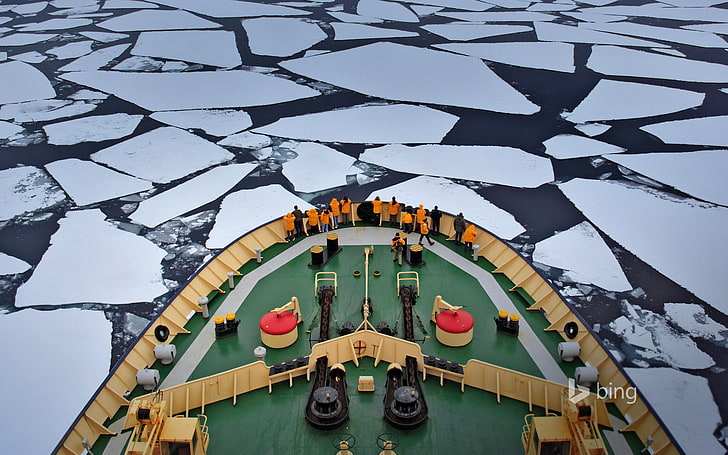 ice, sea, ship, icebreaker, HD wallpaper