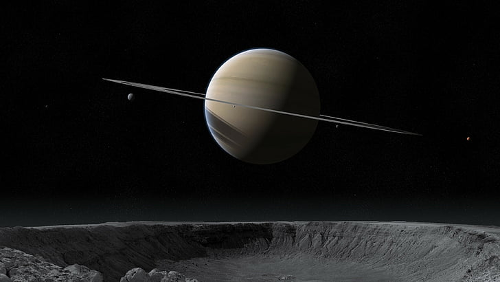 Illustrazione del pianeta Saturno, pianeta extrasolare, pianeta, spazio, stelle, Sfondo HD