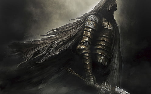 иллюстрация рыцаря, Темные души, Темные души II, HD обои HD wallpaper