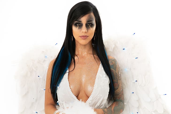 Alex Zedra, eyeshadow, tattoo, women, HD wallpaper