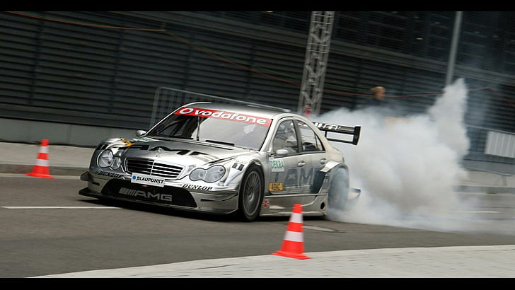Mercedes-Benz burnout, сив луксозен автомобил, автомобили, 1920x1080, mercedes-benz, HD тапет