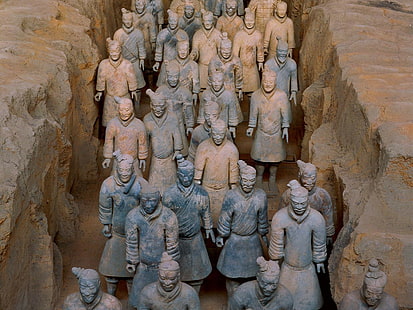 الجيش ، الصين ، التماثيل ، الطين ، المحاربون، خلفية HD HD wallpaper