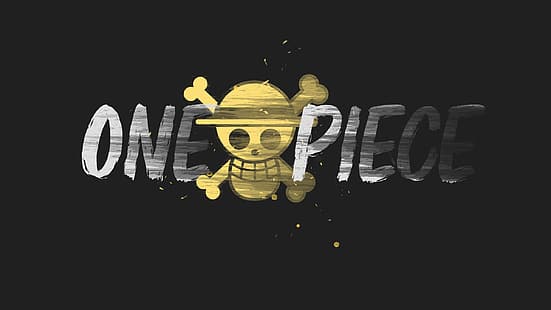 One Piece, Piratas de Sombrero de Paja, Jolly Roger, minimalismo, grunge, Fondo de pantalla HD HD wallpaper