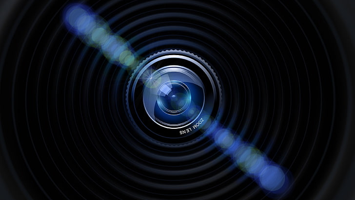 камера, обектив, синьо, черно, тъмно, фотография, HD тапет