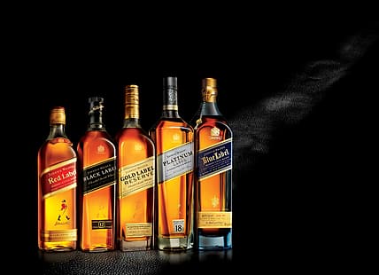  Johnnie Walker, Whisky, Black Label, Blue Label, Red Label, Platinum Label, Gold Label, HD wallpaper HD wallpaper