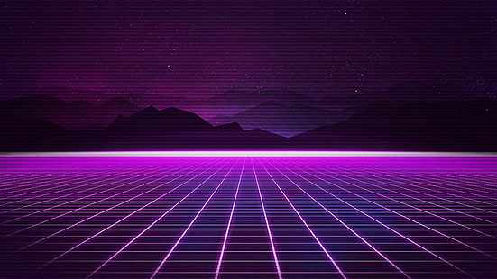 Retrowave, Purple, линии, 4K, HD тапет HD wallpaper