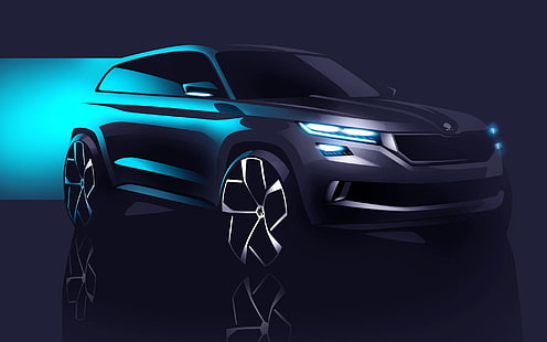 2016 Skoda Visions Concept, carro-conceito cinza, conceito skoda, HD papel de parede HD wallpaper