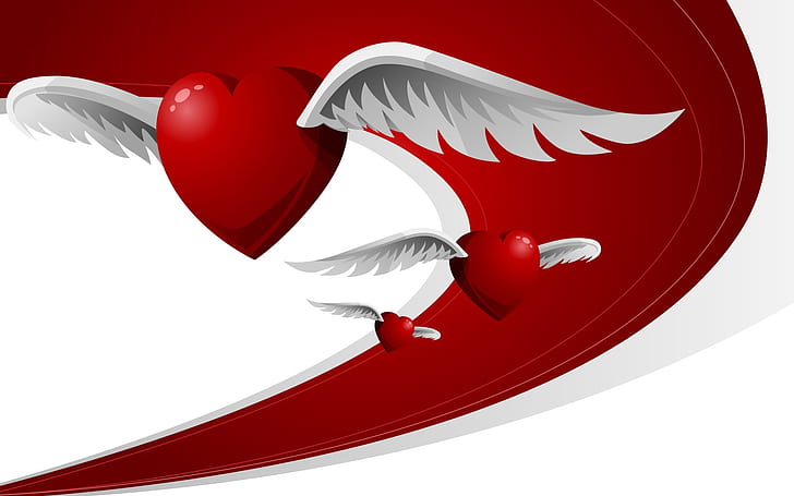 Летающие любовь сердца, сердца, любовь, полет, HD обои