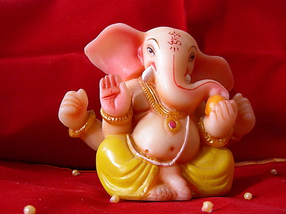 Seigneur Ganpati Bappa fond rouge, figurine Ganesha, Dieu, Seigneur Ganesha, rouge, ganesha, seigneur, fond, Fond d'écran HD HD wallpaper