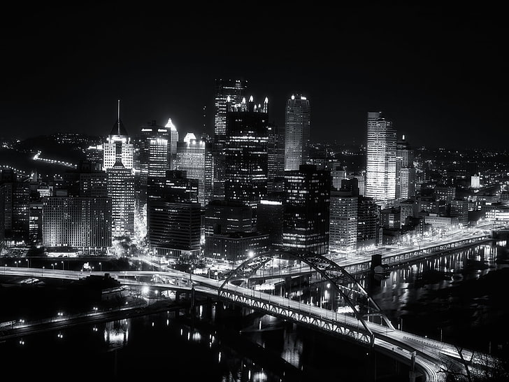 도시 풍경, 흑백, HD 배경 화면