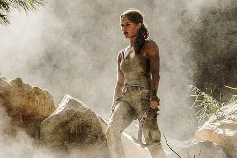 Película de Tomb Raider todavía, Tomb Raider, Alicia Vikander, Lara Croft, Tomb Raider 2018, Fondo de pantalla HD HD wallpaper