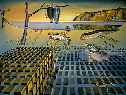 albero con creature del mare che dipingono, surrealismo, immagine, Salvador Dalì, La disintegrazione della persistenza della memoria, Sfondo HD HD wallpaper