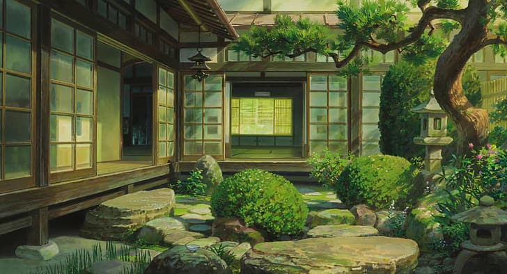 바람이 분다, 미야자키 하야오, 애니메이션, 영화 장면, 일본 정원, 일본, 그림, HD 배경 화면