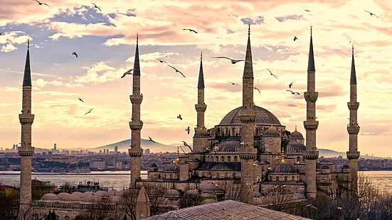 Голубая мечеть, мечеть султана Ахмеда, Стамбул, Турция, путешествия, туризм, HD обои HD wallpaper