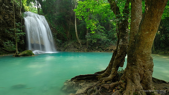 Erawan nationalpark, Thailand, vattenfall, HD tapet HD wallpaper