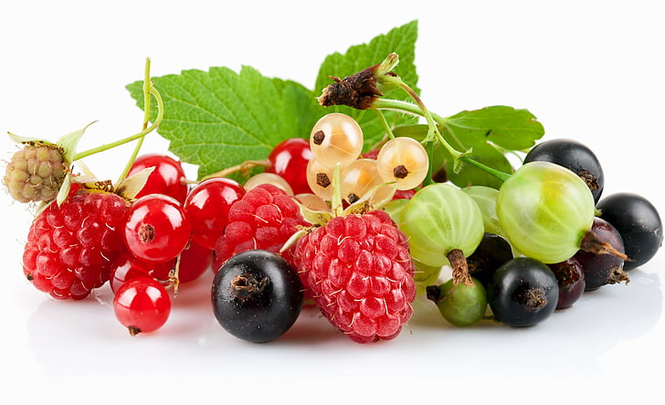 pile of berries, currants, gooseberries, berries, raspberries, HD wallpaper
