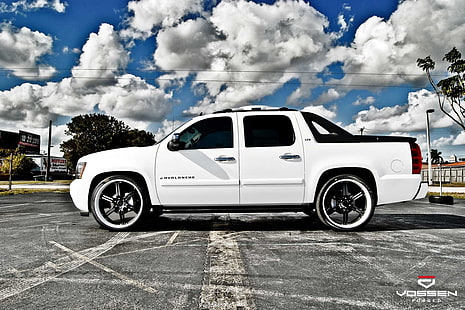 white Ford F-150 crew cab pickup truck, car, pickup trucks, Chevrolet Avalanche, Chevrolet, HD wallpaper HD wallpaper