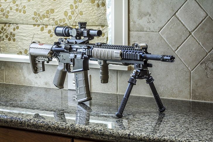 ปืนไรเฟิลสีดำอาวุธ AR-15 BCM ปืนไรเฟิลจู่โจม, วอลล์เปเปอร์ HD