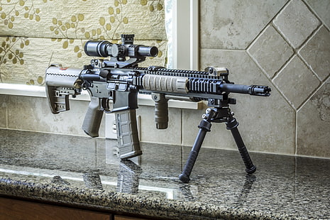 senapan serbu hitam, senjata, AR-15, BCM, senapan serbu, Wallpaper HD HD wallpaper