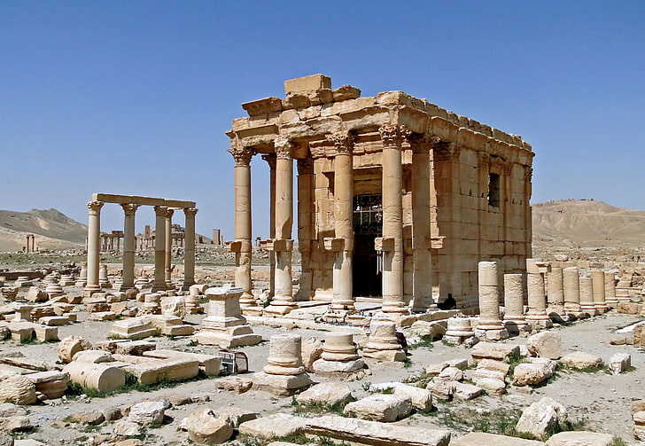 เสาสีน้ำตาล Palmyra ซีเรียวัดซากปรักหักพัง, วอลล์เปเปอร์ HD