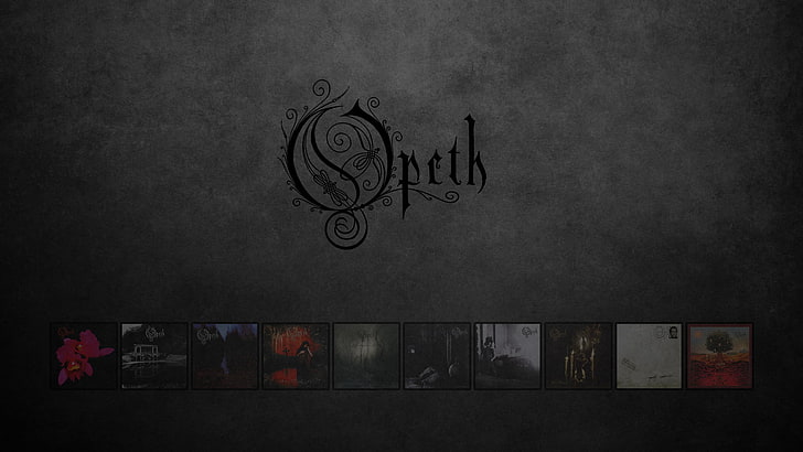 grå bakgrund med textöverlägg, Opeth, musik, konstverk, HD tapet