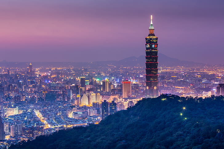 градски пейзаж, небостъргач, Тайпе, Тайван, HD тапет