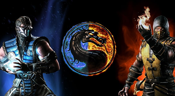 Mortal Kombat X, Mortal Kombat vektör, Oyunlar, Mortal Kombat, video oyunları, xbox, pc, mortal kombat x, mortal, kombat, subzero, akrep, kavga, HD masaüstü duvar kağıdı HD wallpaper