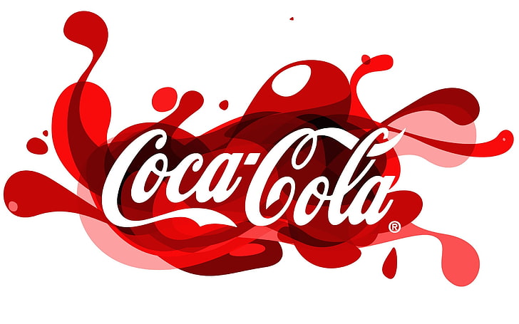 Coca-Cola, logotyp, enkel bakgrund, vit bakgrund, röd, vit, HD tapet