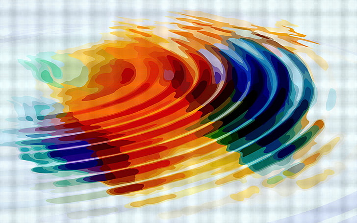абстрактна цветна абстрактна живопис, вълна, дъга, цветове, HD тапет