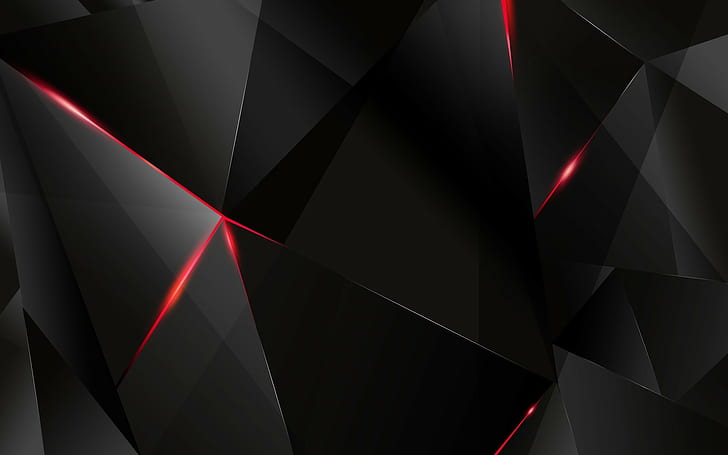 abstract, red, low poly, digital art, HD wallpaper