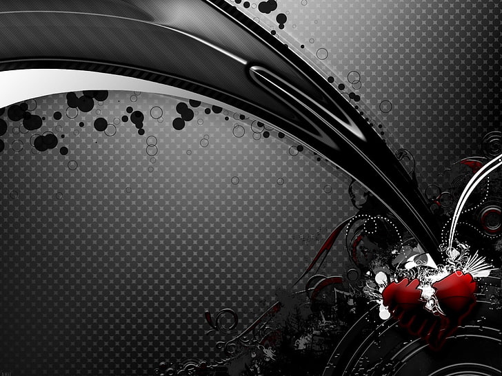 Black White And Red Abstract Wallpaper Heart Spot Hd Wallpaperbetter - Black And White Abstract Wallpaper 4k